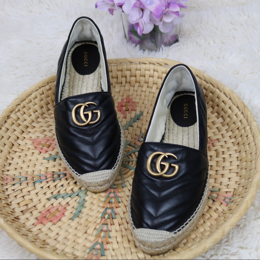 Authentic Gucci Black Quilted Espadrilles